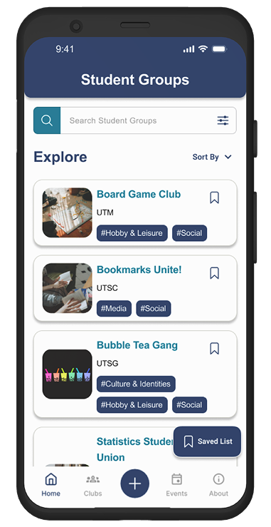 The Student Group page design