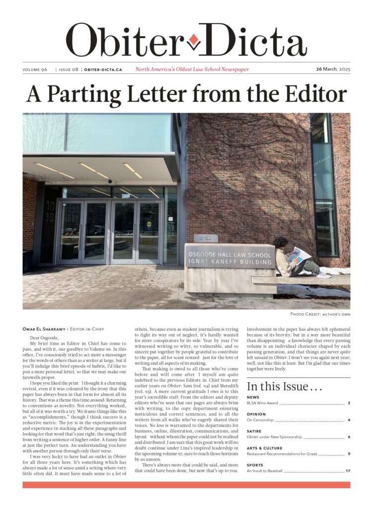 Front page of Obiter Dicta Vol 96 Issue 8